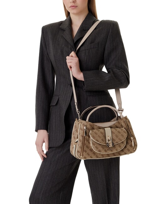 EMELIE LOGO2 Geantă de m&acirc;nă, cu curea de umăr LOGO LAPTE - Genți femei