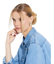 GUESS WHITE LOTUS Cercei din aur, motiv lotus - Cercei