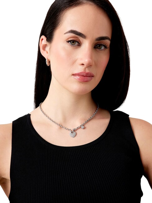 CRAZY IN LOVE Colier, pandantiv cu tematică de inimă SILVER - Lănțișoare