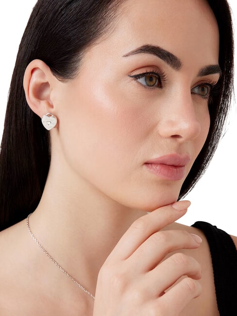 AMORE Cercei din argint, pandantiv cu inimă SILVER - Cercei