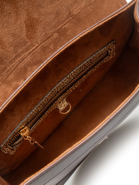 OVAL T Geantă de umăr medie cu clapă ciocolată - Genți femei