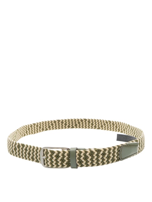 CINTURE COLL.109 Curea elastică &icirc;mpletită VERDE / BEIGE - Curele