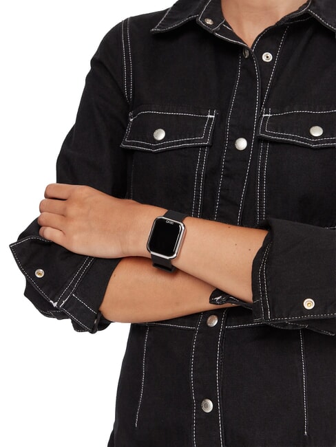 VOICE MINI Ceas, ceas inteligent cu carcasă din silicon și oțel argint - Ceasuri