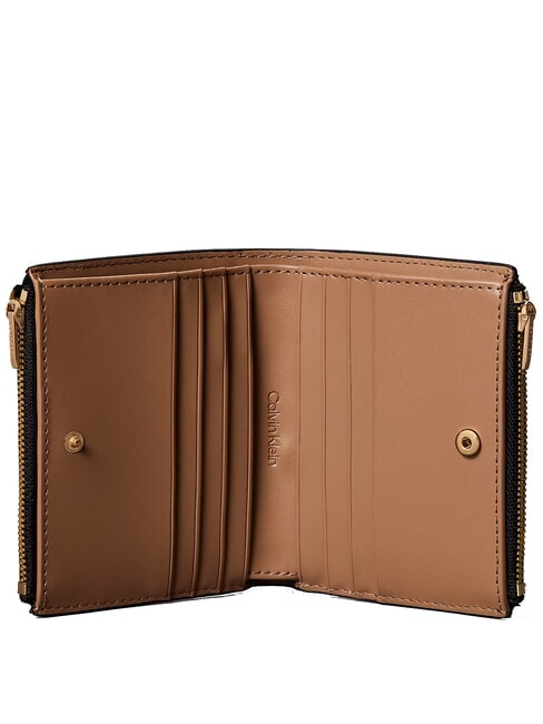 EMBOSSED LOGO Portofel mic nucă de cocos neagră/prăjită - Portofele femei