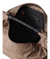BORBONESE PLIE Geantă hobo medie OP / NATURAL / NEGRU - Genți femei - 4
