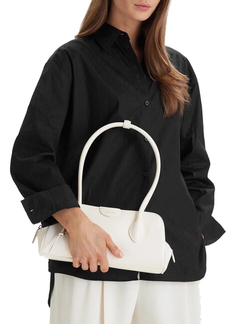 EMBOSSED LOGO BUSINE Geantă de umăr alis alb - Genți femei