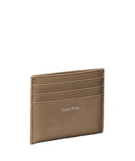 CALVIN KLEIN HARDWARE EMBLEM PEBB Portcard plat din piele taupe de deșert - Portofele femei - 2