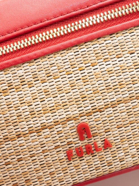 CAMPIONARIO - CAMELIA Geantă mini cu curea de umăr natural + roșu venețian - Genți femei