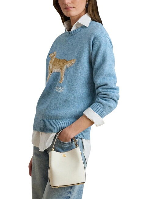 REESE Geantă de m&acirc;nă, cu curea de umăr, din piele alb moale - Genți femei