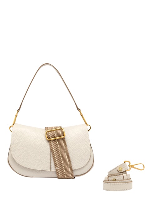 HELENA ROUND Geantă de m&acirc;nă, cu curea de umăr, din piele nisip - Genți femei