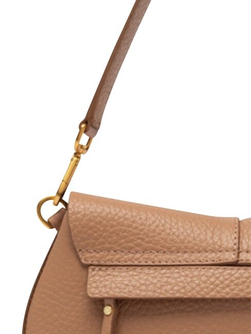 HELENA ROUND Geantă de m&acirc;nă, cu curea de umăr, din piele lut - Genți femei