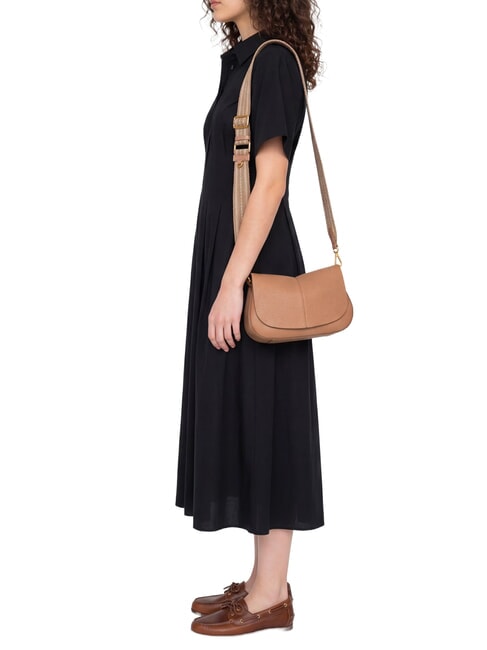 HELENA ROUND Geantă de m&acirc;nă, cu curea de umăr, din piele lut - Genți femei