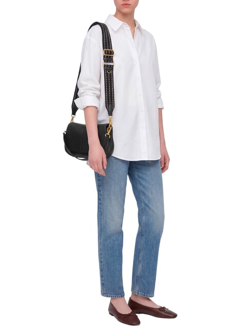 HELENA ROUND Geantă de m&acirc;nă, cu curea de umăr, din piele negru - Genți femei