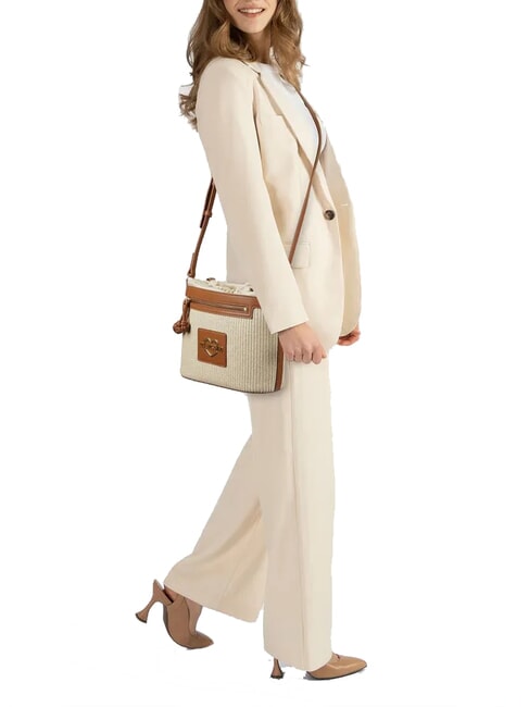 STRAW CHIC Geantă de umăr mini natural/piele - Genți femei