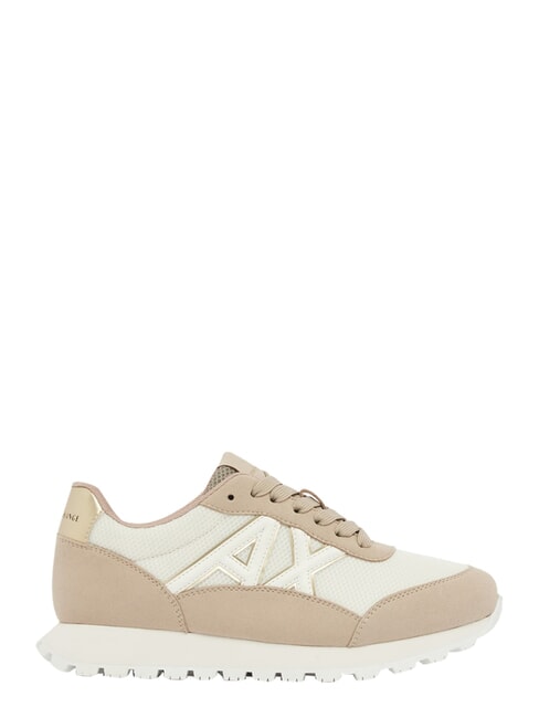 DROP MICROSUEDE Teniși cu logo lateral nisip+alb-gălbui - Pantofi femei