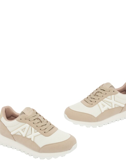 DROP MICROSUEDE Teniși cu logo lateral nisip+alb-gălbui - Pantofi femei
