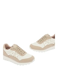 ARMANI EXCHANGE DROP MICROSUEDE Teniși cu logo lateral nisip+alb-gălbui - Pantofi femei - 5