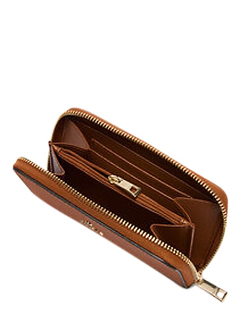 CAMELIA Portofel cu fermoar, din piele coniac - Portofele femei