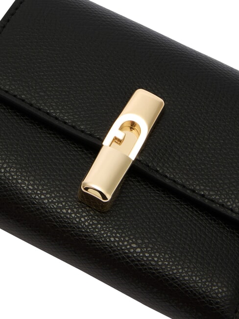 IRIDE Portofel compact din piele negru - Portofele femei