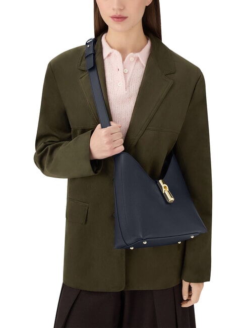 GOCCIA Geantă de umăr, piele albastru cerneală - Genți femei