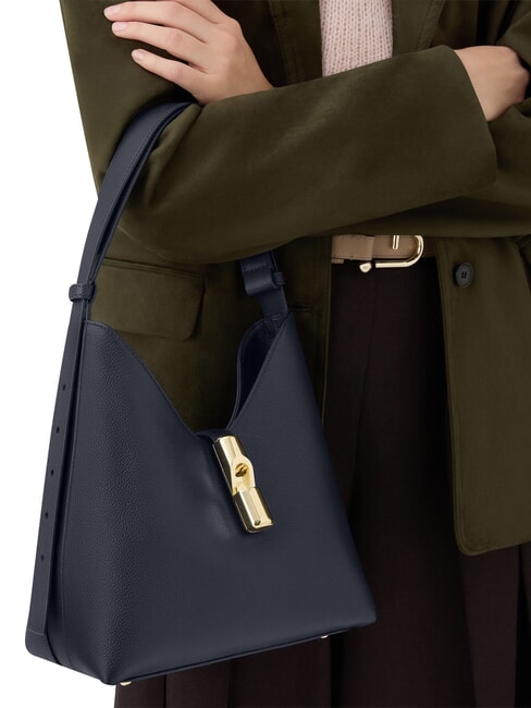 GOCCIA Geantă de umăr, piele albastru cerneală - Genți femei