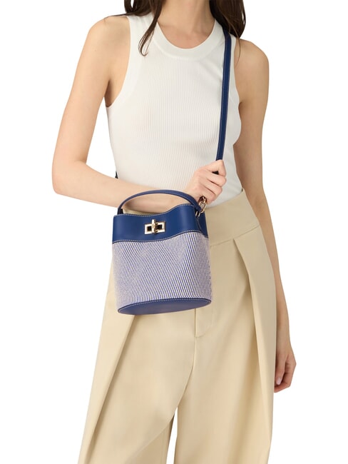 AMELIA Geantă mică tip găleată, de m&acirc;nă tonuri indigo - Genți femei