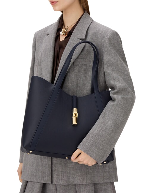 GOCCIA Geantă de umăr, piele albastru cerneală - Genți femei