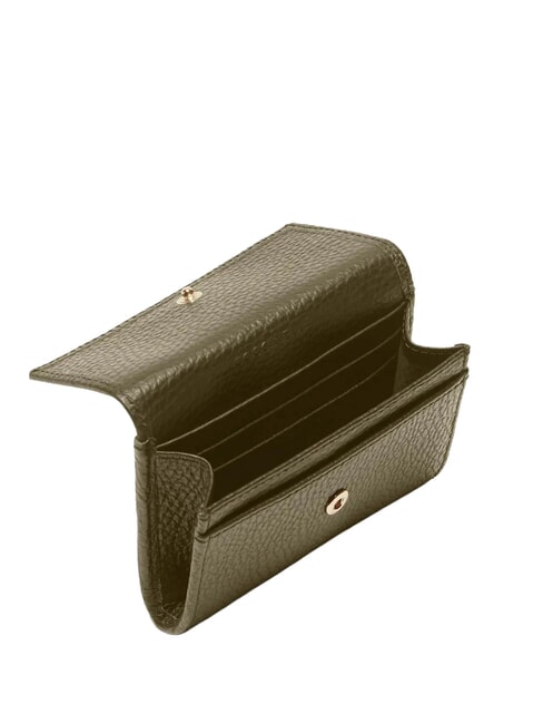 METALLIC SOFT Portcard din piele ciocănită verde laur - Portofele femei