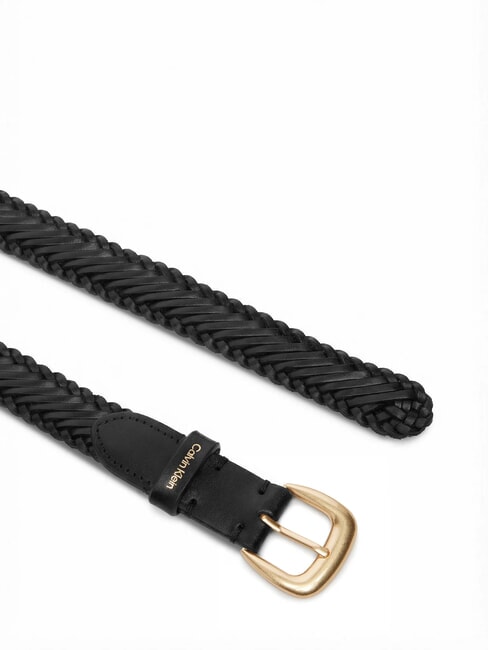 CLASSIC BUCKLE Curea de piele negru / auriu deschis antic - Curele