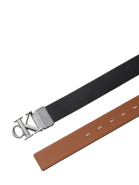 CK HARDWARE Curea reversibilă din piele negru/coniac ck/argintiu antic - Curele