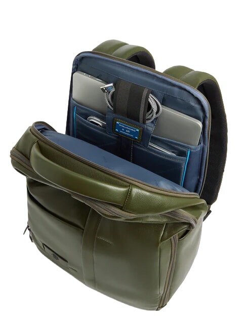 RUSSEL Rucsac din piele pentru laptop de 15,6" VERDE - Rucsacuri pentru laptop