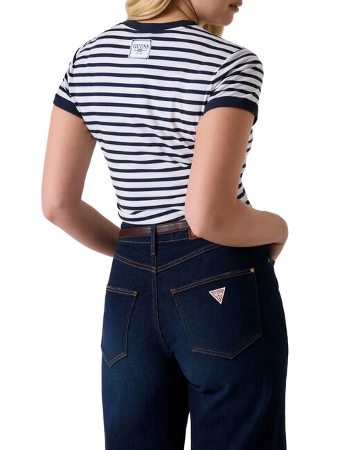 STRIPED MINI 4G LOGO Tricou cu dungi albastru &icirc;nnegrit și w - tricou