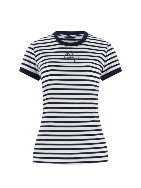 STRIPED MINI 4G LOGO Tricou cu dungi albastru &icirc;nnegrit și w - tricou