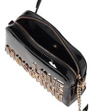 LOVE MOSCHINO ENAMELED Geantă de umăr, strălucitoare negru - Genți femei - 3