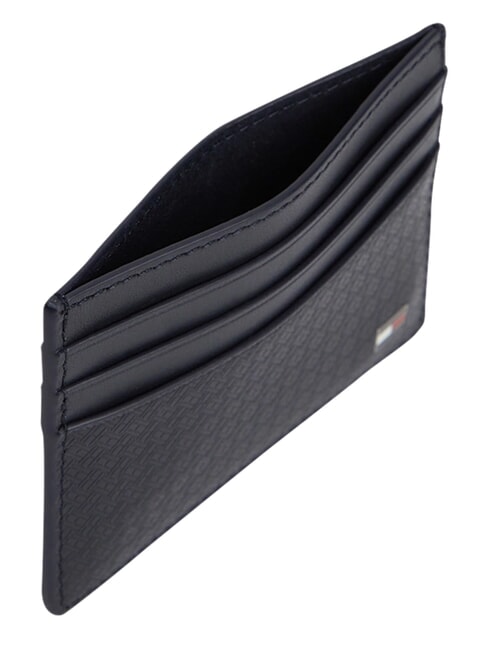 TH EMBOSSED Suport card de credit, piele albastru spațial - Portofele bărbați