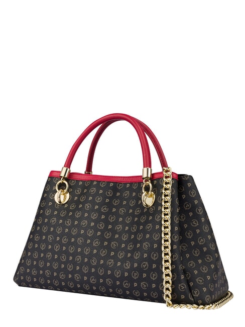 HERITAGE  Geantă de m&acirc;nă cu curea de umăr lac negru - Genți femei