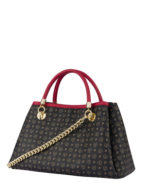 HERITAGE  Geantă de m&acirc;nă cu curea de umăr lac negru - Genți femei