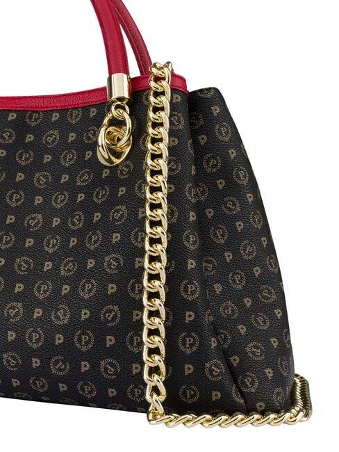 HERITAGE  Geantă de m&acirc;nă cu curea de umăr lac negru - Genți femei