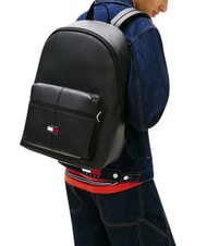 TOMMY HILFIGER TJ ESS DAILY PU Rucsac cu buzunar frontal negru - Rucsacuri pentru școală și timp liber - 2