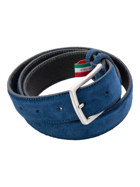 BASIC Curea din piele, cu logo &icirc;n relief albastru deschis - Curele