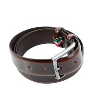 GAUD&Igrave; LUXURY Curea din piele fabricată &icirc;n Italia maro inchis - Curele - 3