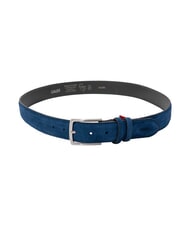 GAUD&Igrave; BASIC Curea din piele, cu logo &icirc;n relief albastru deschis - Curele - 2