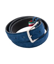 GAUD&Igrave; BASIC Curea din piele, cu logo &icirc;n relief albastru deschis - Curele - 3