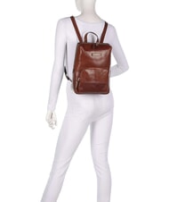 THE BRIDGE IOLANDA Rucsac cu buzunar frontal, din piele BROWN - Genți femei - 5