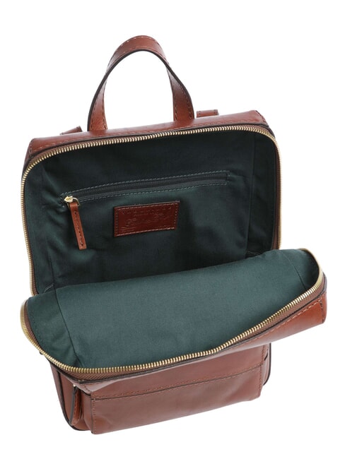 IOLANDA Rucsac cu buzunar frontal, din piele BROWN - Genți femei