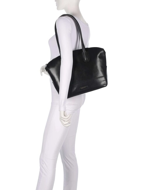 IOLANDA Geantă de cumpărături din piele de umăr Negru de aur - Genți femei