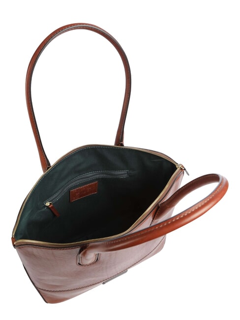 IOLANDA Geantă de cumpărături din piele de umăr BROWN - Genți femei