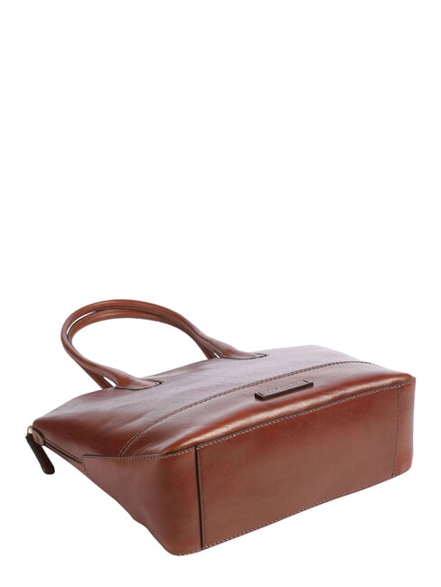 IOLANDA Geantă de cumpărături din piele de umăr BROWN - Genți femei