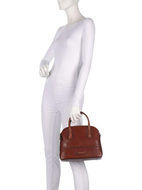 IOLANDA Geantă de m&acirc;nă, cu curea de umăr, din piele BROWN - Genți femei