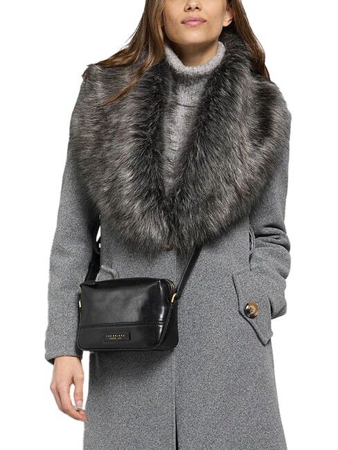 IOLANDA Geantă de umăr mini, din piele Negru de aur - Genți femei